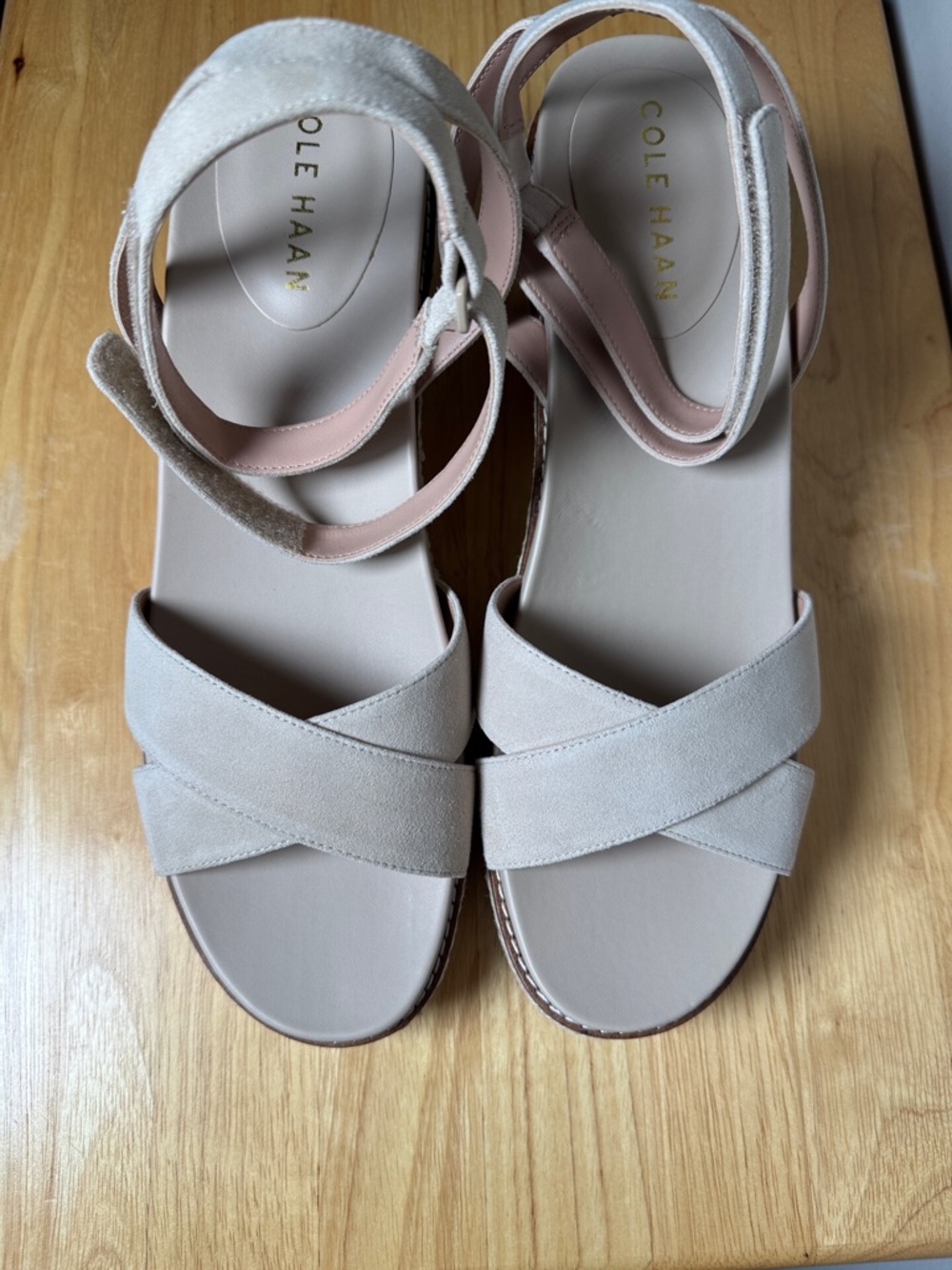 Cole Haan Neutral Beige Sandals, Sz 10B, Ankle Strap Summer